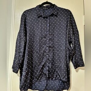 Stradivarius Navy Polka Dot Blouse
